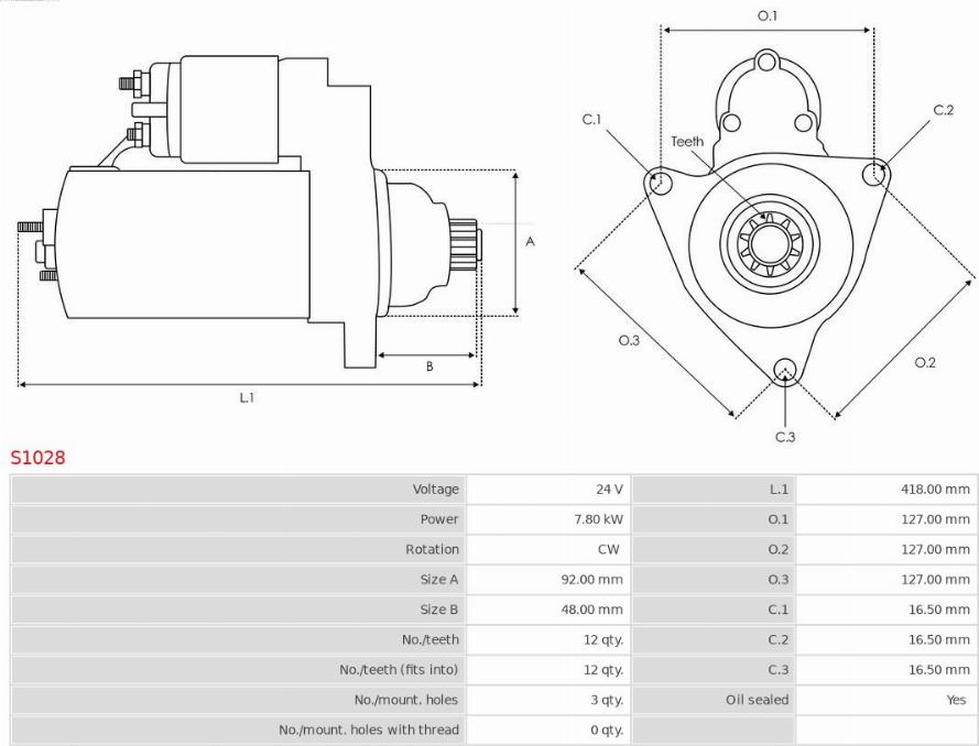 AS-PL S1028 - Стартер avtokuzovplus.com.ua