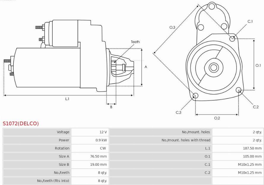 AS-PL S1072(DELCO) - Стартер avtokuzovplus.com.ua