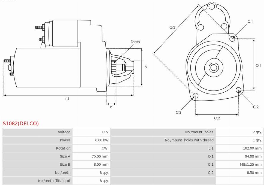 AS-PL S1082(DELCO) - Стартер autocars.com.ua