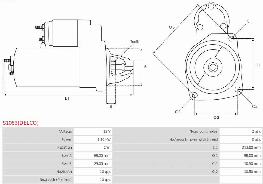 AS-PL S1083(DELCO) - Стартер autocars.com.ua