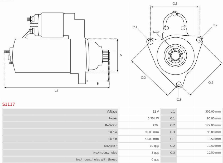 AS-PL S1117 - Стартер autocars.com.ua