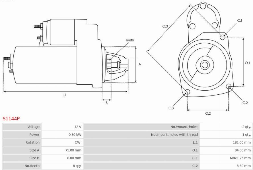 AS-PL S1144P - Стартер autodnr.net