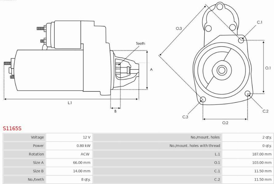 AS-PL S1165S - Стартер autodnr.net