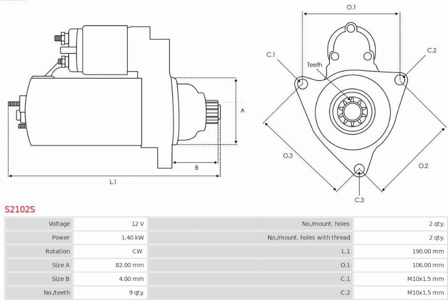 AS-PL S2102S - Стартер avtokuzovplus.com.ua