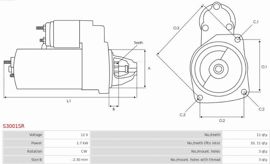 AS-PL S3001SR - Стартер avtokuzovplus.com.ua