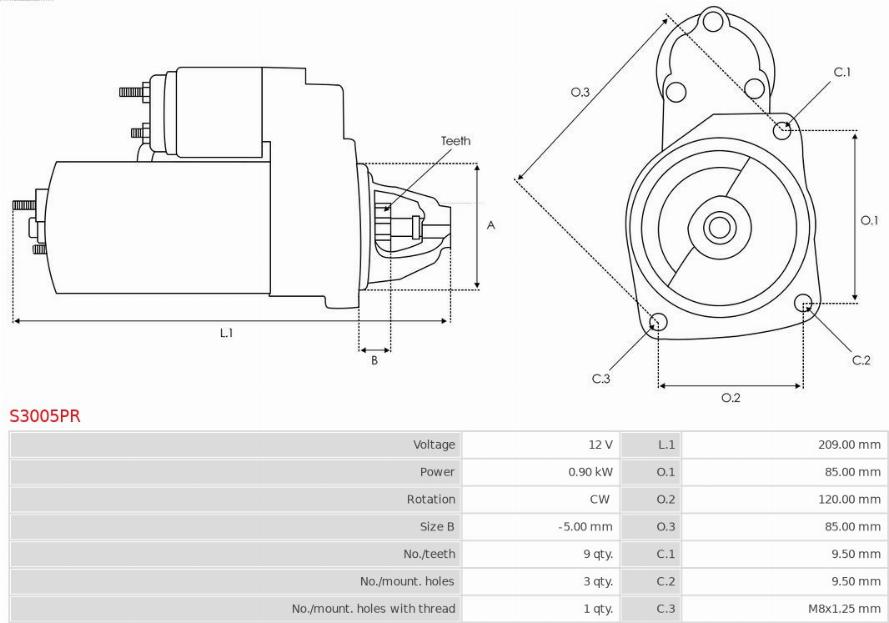 AS-PL S3005PR - Стартер avtokuzovplus.com.ua