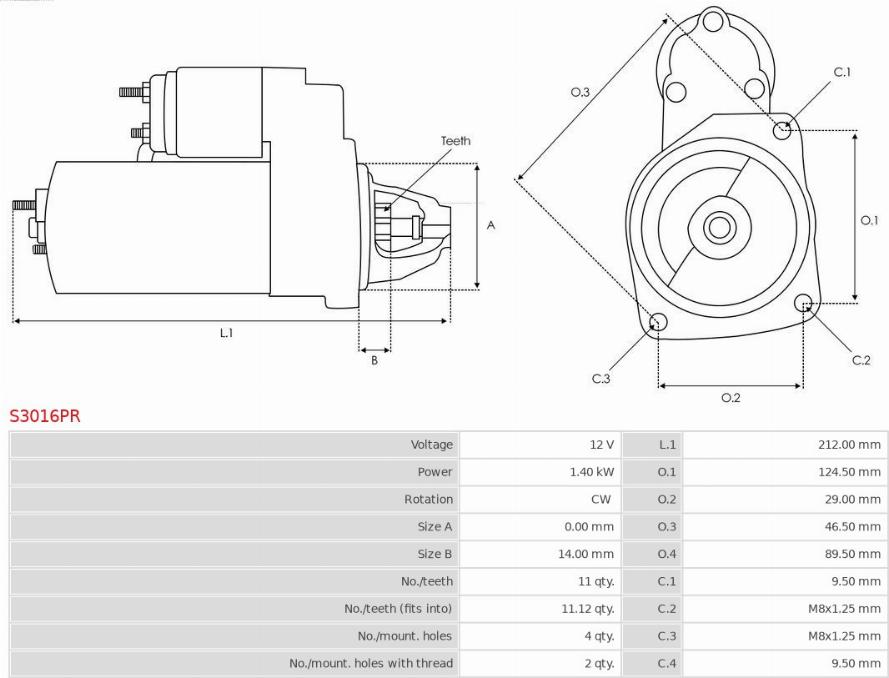 AS-PL S3016PR - Стартер autodnr.net