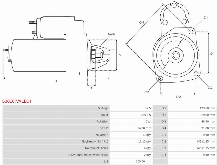 AS-PL S3016(VALEO) - Стартер avtokuzovplus.com.ua