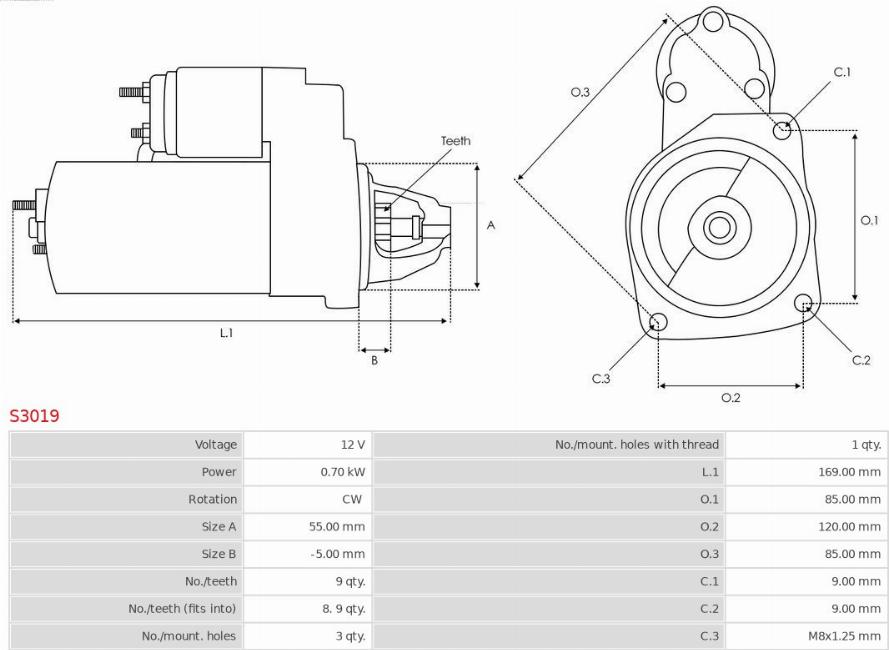 AS-PL S3019 - Стартер avtokuzovplus.com.ua