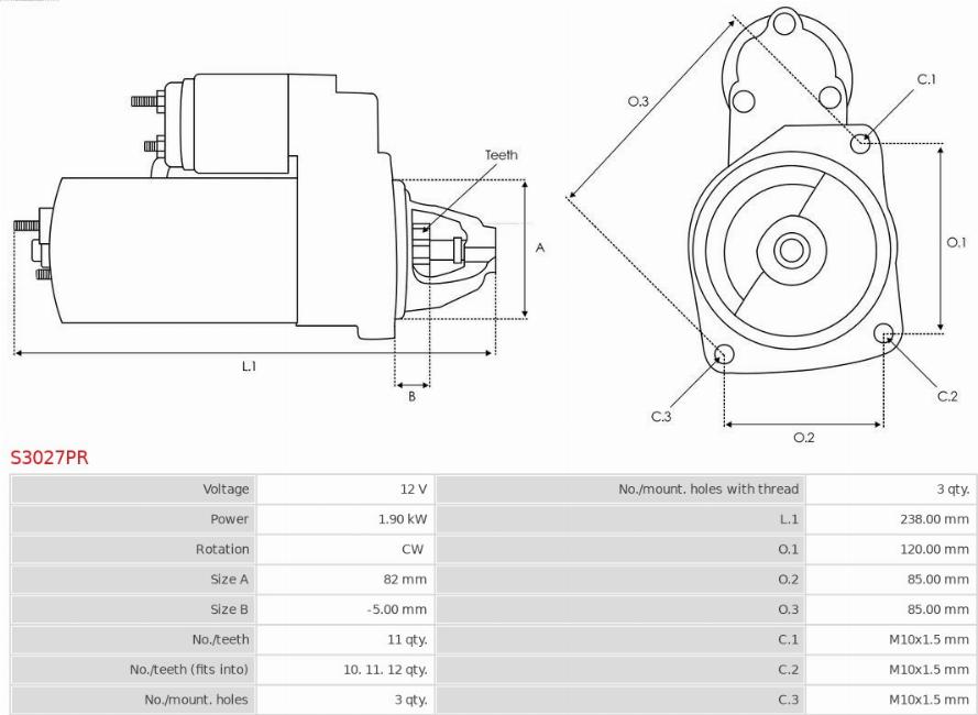 AS-PL S3027PR - Стартер avtokuzovplus.com.ua