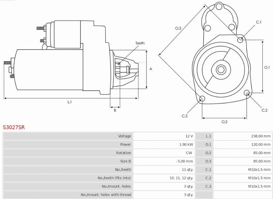 AS-PL S3027SR - Стартер avtokuzovplus.com.ua