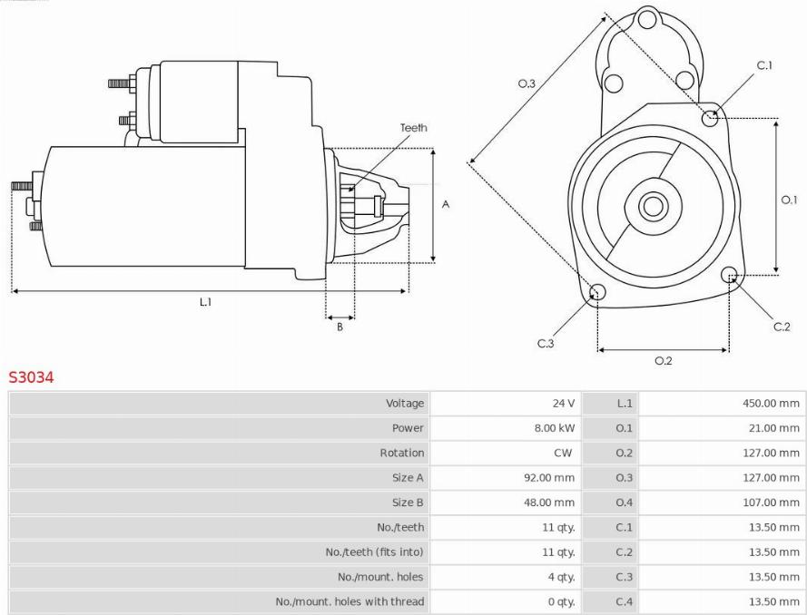 AS-PL S3034 - Стартер avtokuzovplus.com.ua