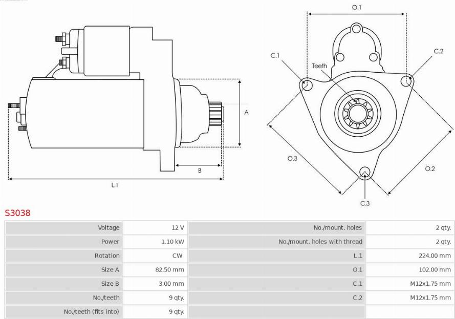 AS-PL S3038 - Стартер avtokuzovplus.com.ua