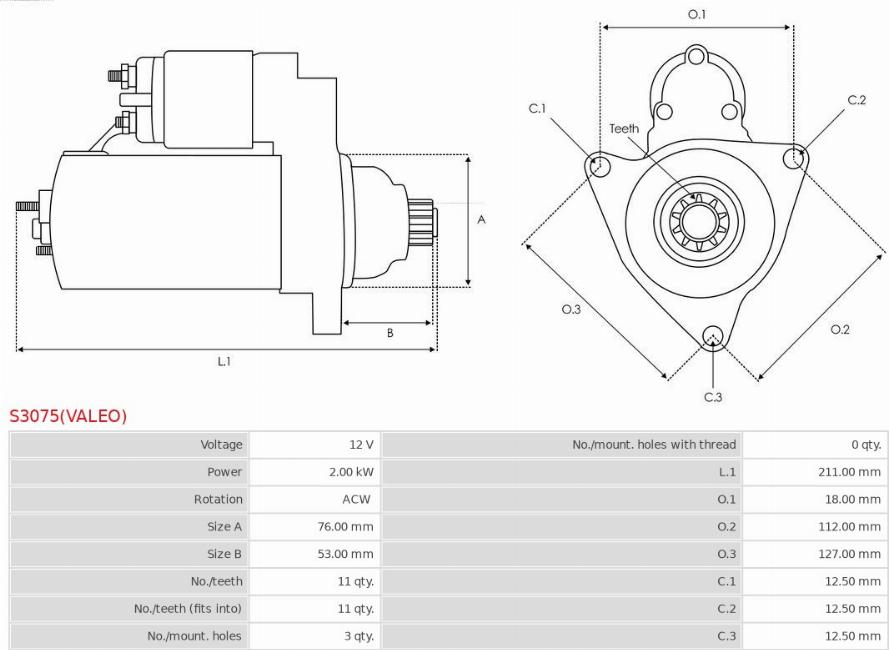 AS-PL S3075(VALEO) - Стартер avtokuzovplus.com.ua