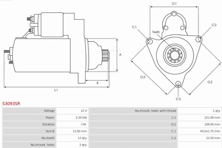 AS-PL S3093SR - Стартер avtokuzovplus.com.ua