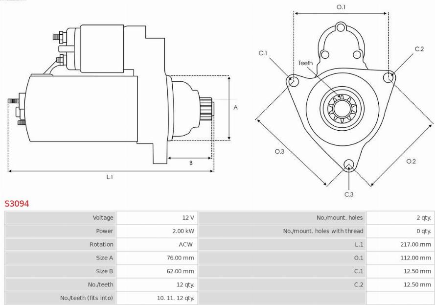 AS-PL S3094 - Стартер avtokuzovplus.com.ua