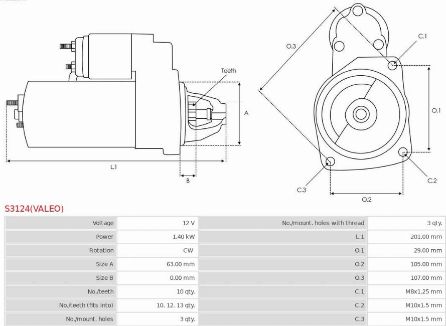 AS-PL S3124(VALEO) - Стартер avtokuzovplus.com.ua