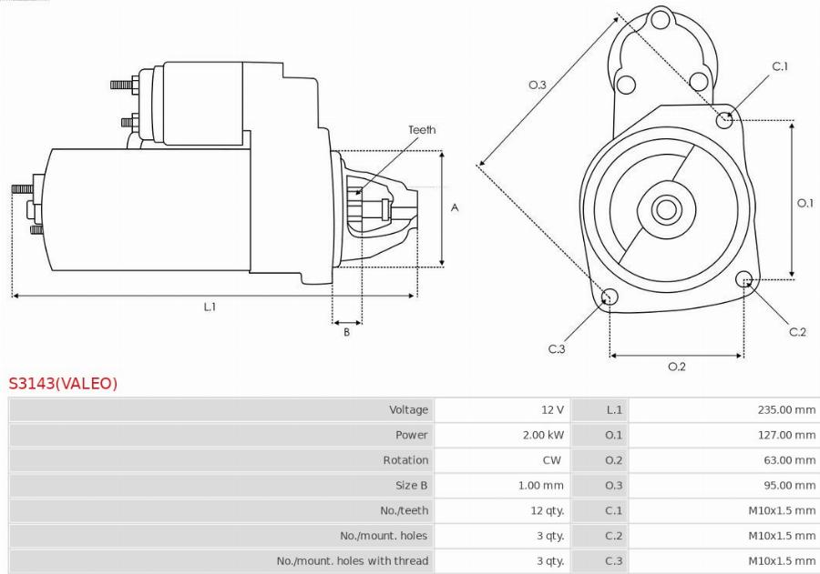 AS-PL S3143(VALEO) - Стартер autocars.com.ua