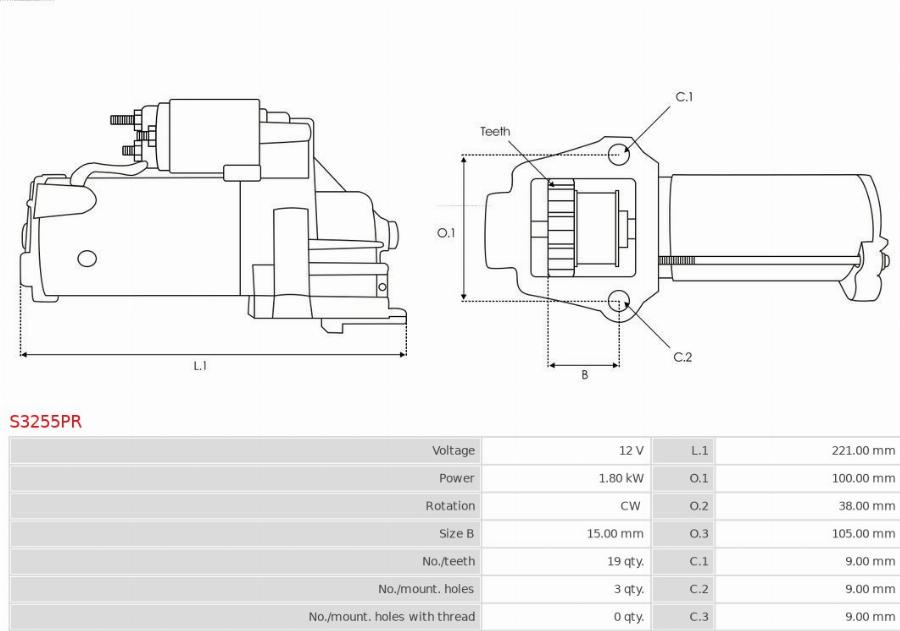 AS-PL S3255PR - Стартер autocars.com.ua