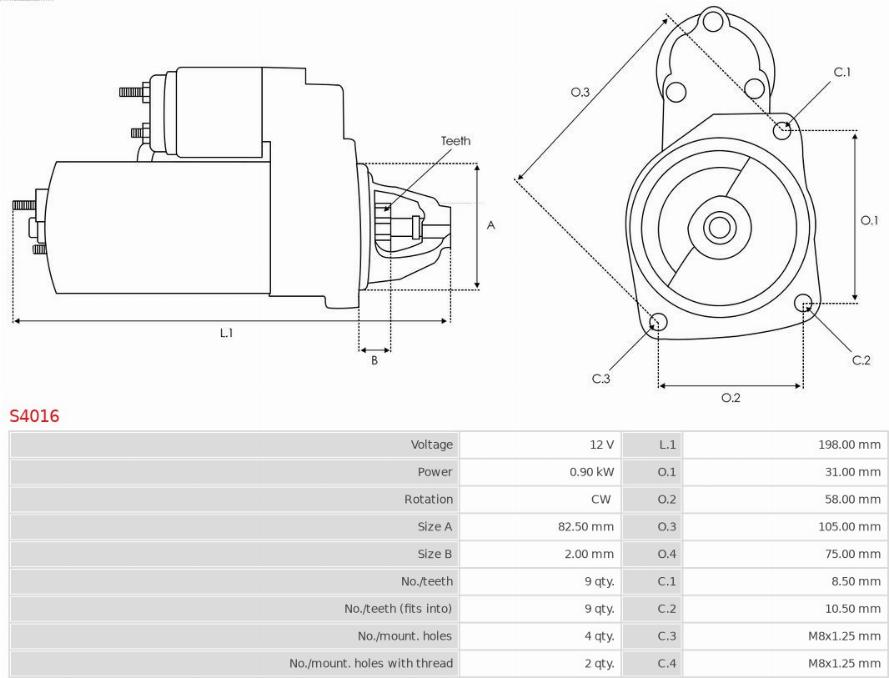 AS-PL S4016 - Стартер avtokuzovplus.com.ua