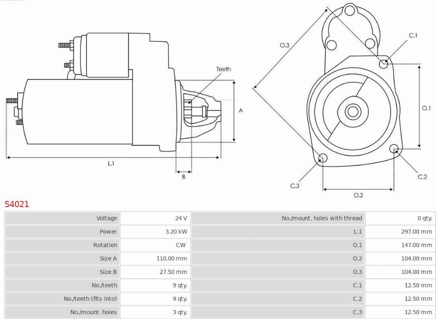 AS-PL S4021 - Стартер avtokuzovplus.com.ua