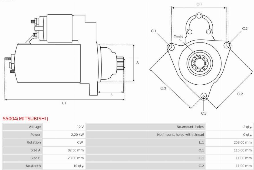 AS-PL S5004(MITSUBISHI) - Стартер avtokuzovplus.com.ua