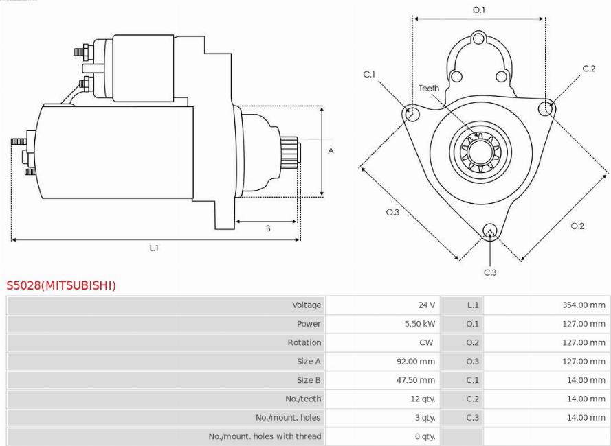 AS-PL S5028(MITSUBISHI) - Стартер autocars.com.ua