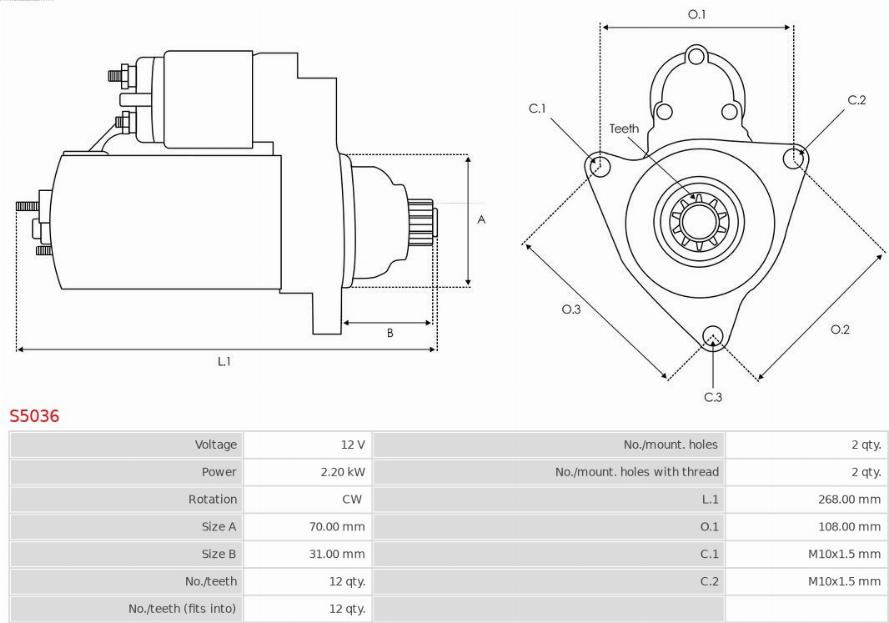 AS-PL S5036 - Стартер autocars.com.ua