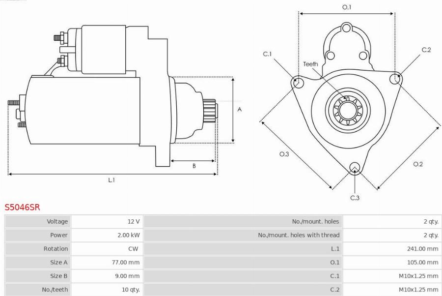 AS-PL S5046SR - Стартер avtokuzovplus.com.ua