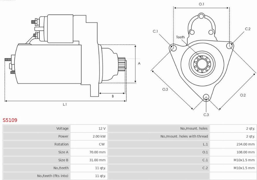 AS-PL S5109 - Стартер avtokuzovplus.com.ua