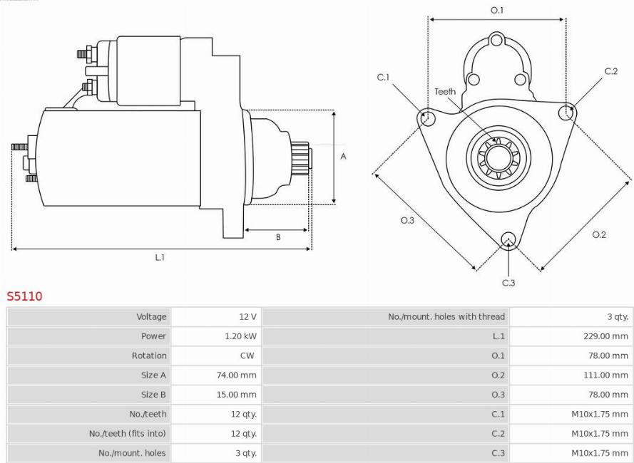 AS-PL S5110 - Стартер autocars.com.ua