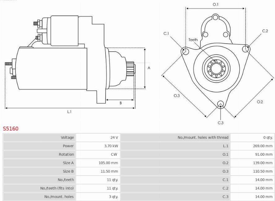 AS-PL S5160 - Стартер autodnr.net