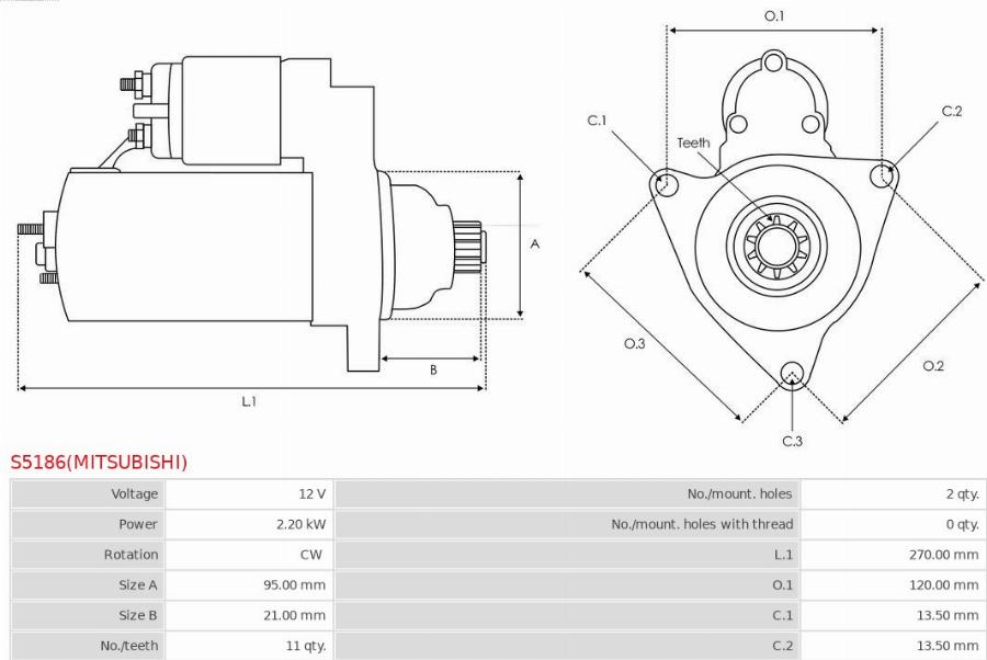 AS-PL S5186(MITSUBISHI) - Стартер autocars.com.ua