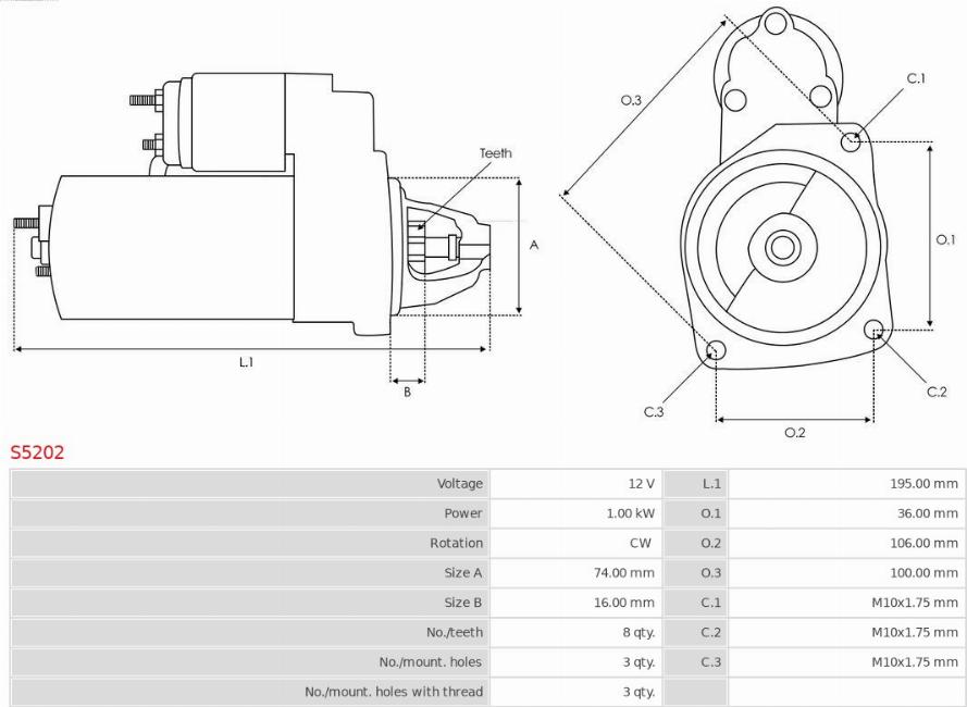 AS-PL S5202 - Стартер autocars.com.ua