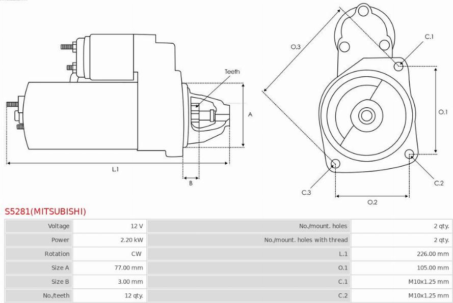 AS-PL S5281(MITSUBISHI) - Стартер avtokuzovplus.com.ua