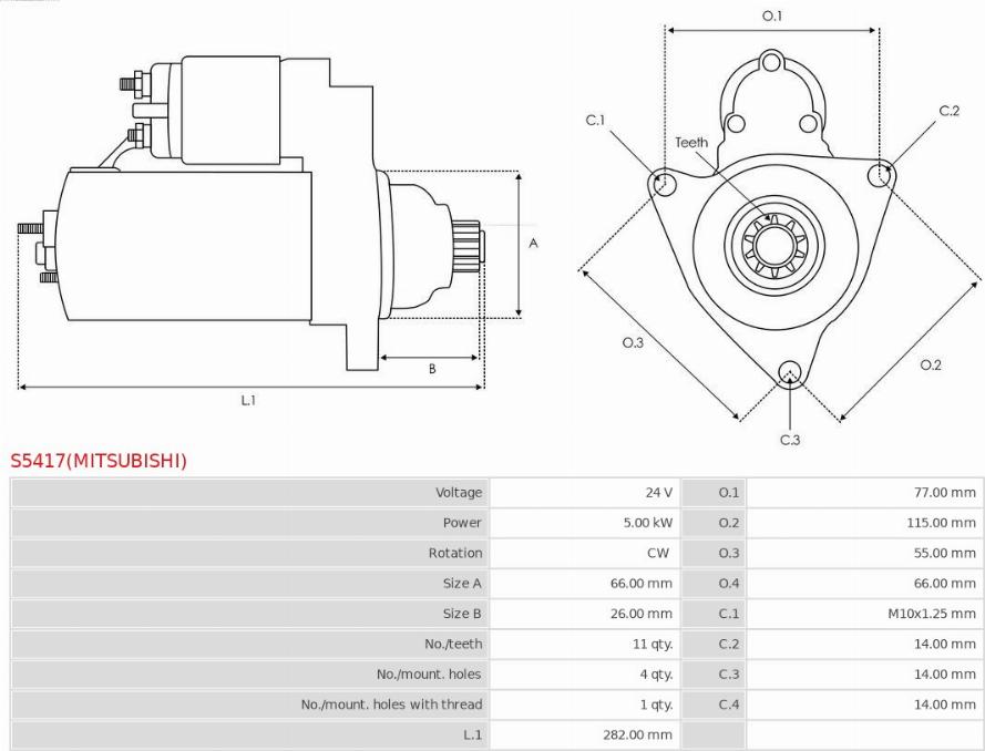 AS-PL S5417(MITSUBISHI) - Стартер autocars.com.ua