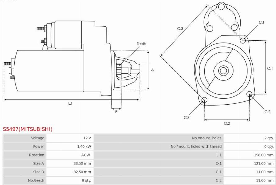 AS-PL S5497(MITSUBISHI) - Стартер avtokuzovplus.com.ua