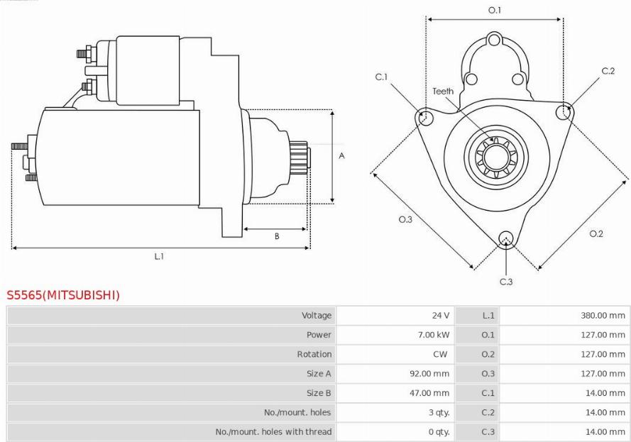 AS-PL S5565(MITSUBISHI) - Стартер avtokuzovplus.com.ua