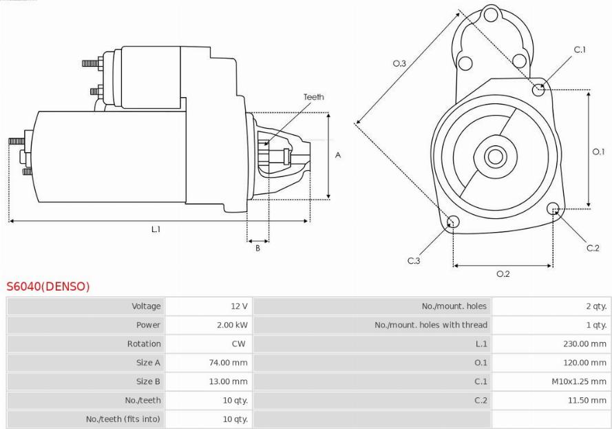 AS-PL S6040(DENSO) - Стартер avtokuzovplus.com.ua