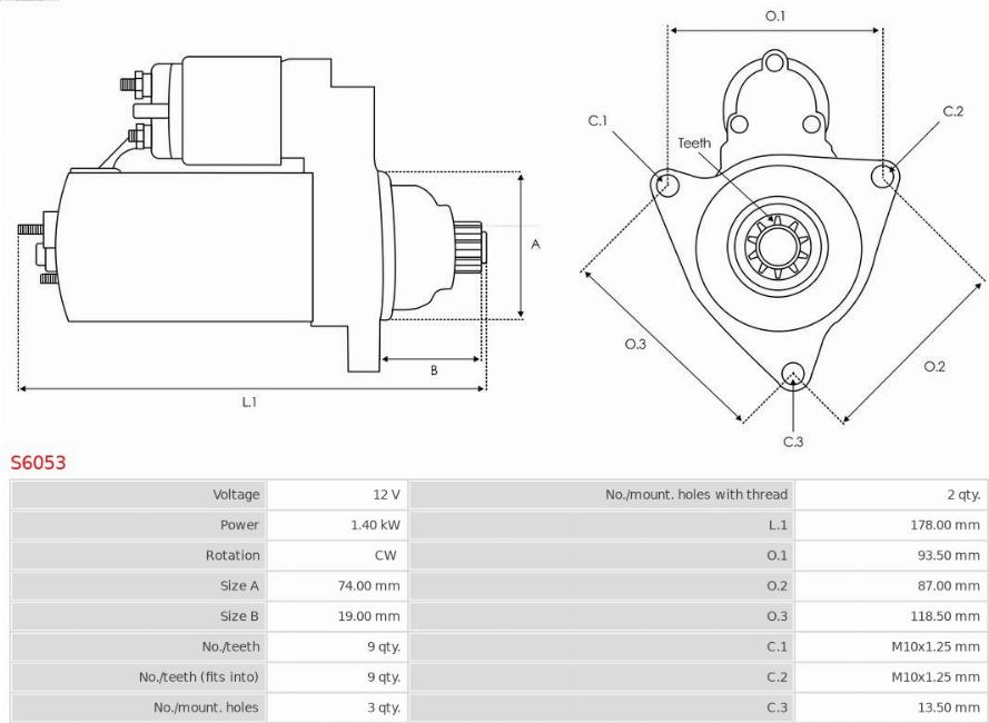 AS-PL S6053 - Стартер avtokuzovplus.com.ua