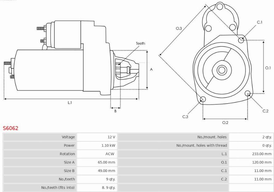 AS-PL S6062 - Стартер avtokuzovplus.com.ua