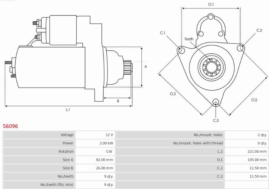 AS-PL S6096 - Стартер avtokuzovplus.com.ua