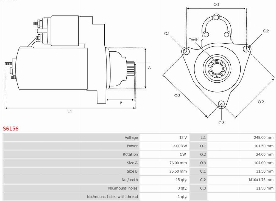 AS-PL S6156 - Стартер avtokuzovplus.com.ua