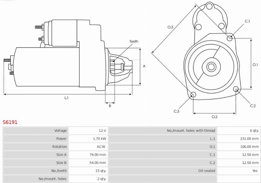 AS-PL S6191 - Стартер avtokuzovplus.com.ua