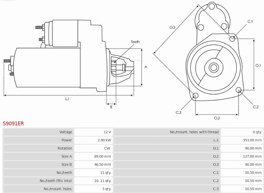 AS-PL S9091ER - Стартер avtokuzovplus.com.ua