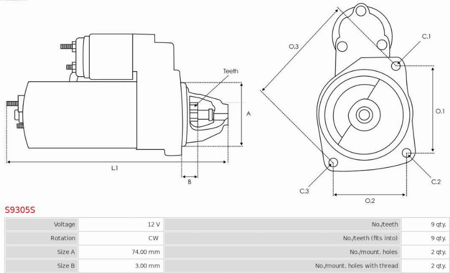 AS-PL S9305S - Стартер avtokuzovplus.com.ua