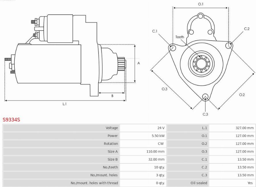 AS-PL S9334S - Стартер avtokuzovplus.com.ua