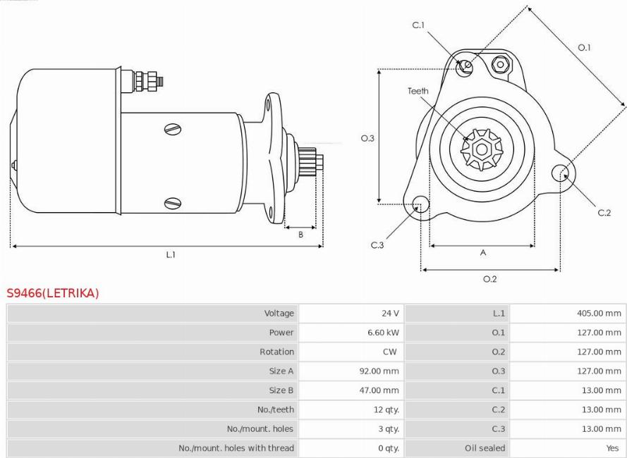 AS-PL S9466(LETRIKA) - Стартер avtokuzovplus.com.ua