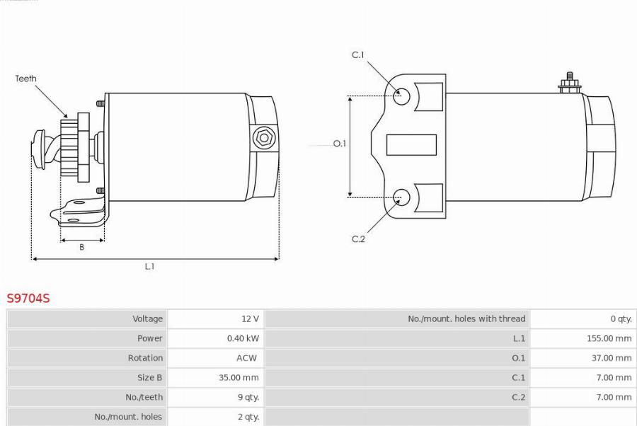 AS-PL S9704S - Стартер autocars.com.ua