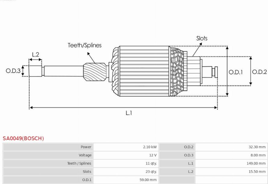 AS-PL SA0049(BOSCH) - Якір, стартер autocars.com.ua